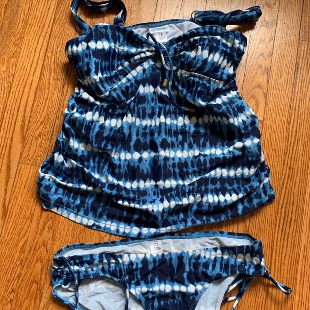 Maternity Two Piece Swimsuit Medium Tie Dye Blue
